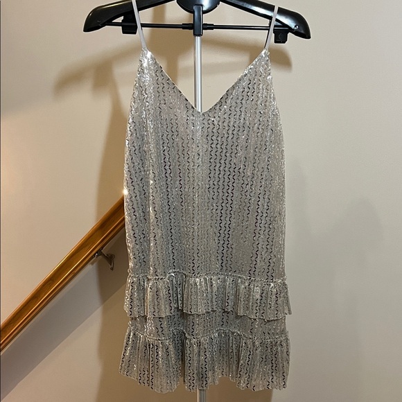 Lost + Wander Shimmering Silver Dress - Size Medium - Picture 2 of 7